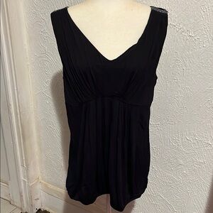 Lane Bryant Black Fitted Pleated Tank Top